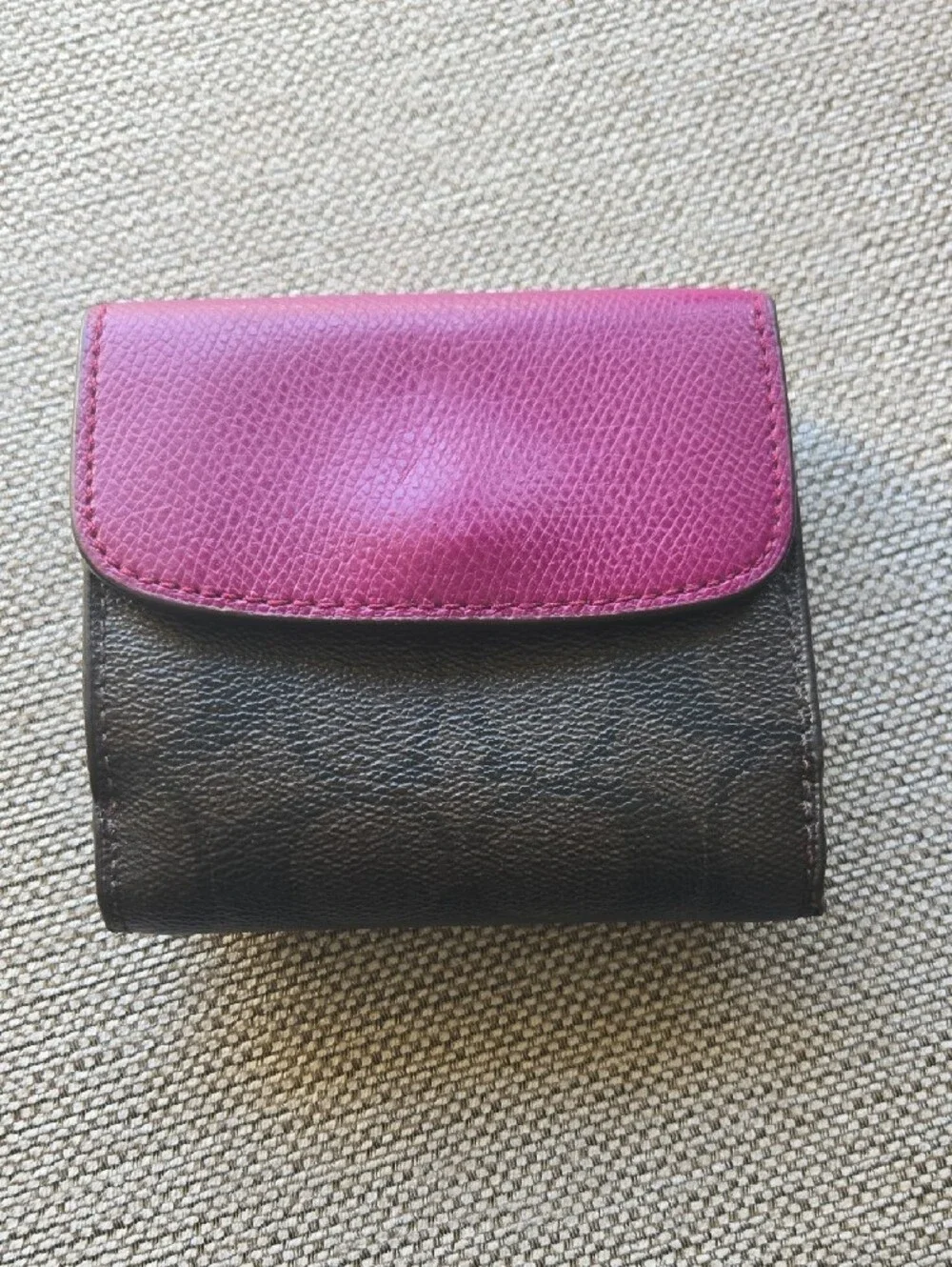 Coach Two-Tone Leather Card Holder - Purple & Black
